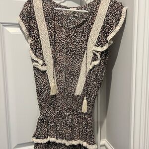 Surf Gypsy Leopard Print Swim Coverup with Cream Accents